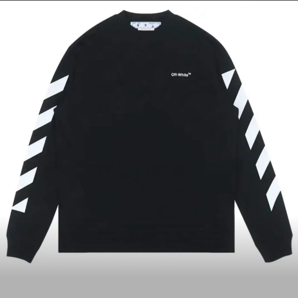 6599 - NWT- Off-White Diag Helvetica Skate Long-Sleeve Tee 'Black/White -Large